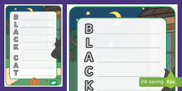 Black Cat Acrostic Poem Template (teacher made) - Twinkl