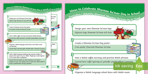 Sumae Ideas to Celebrate Diwrnod Shwmae Su'mae English/Welsh