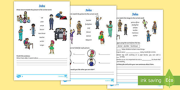 FREE! - Jobs Worksheet - Primary Resources (teacher made)