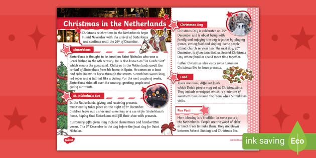 Christmas In The Netherlands Fact File Twinkl Ks2