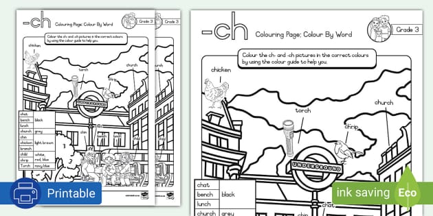 Grade 3 Phonics Colouring Page ch (teacher made) - Twinkl