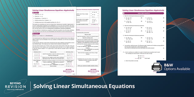 👉 Solving Linear Simultaneous Equations (teacher Made)