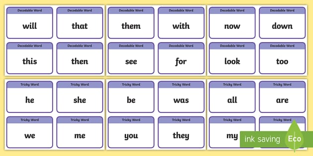 Phase 3 Decodable Tricky Word Cards Teacher Made