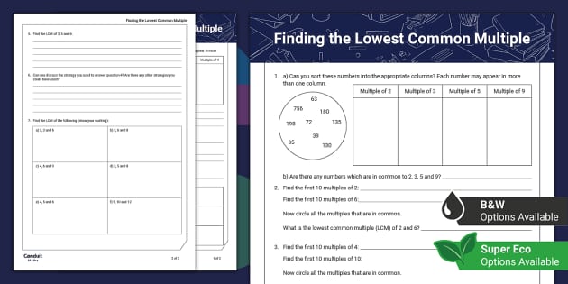 Finding The Lowest Common Multiple (teacher Made) - Twinkl