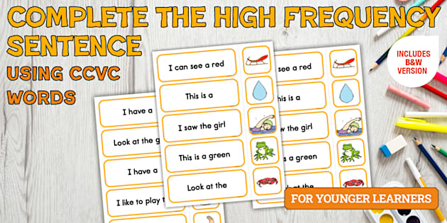 Complete the High Frequency Sentence Using CCVC Words Worksheets