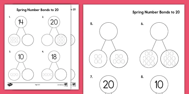 Second Grade Spring Number Bonds to 20 (Teacher-Made)