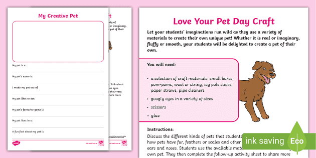 Love Your Pet Day Pet Craft and Activity (teacher made)
