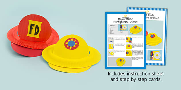 Paper Plate Firefighters Hat Craft Instructions - Twinkl