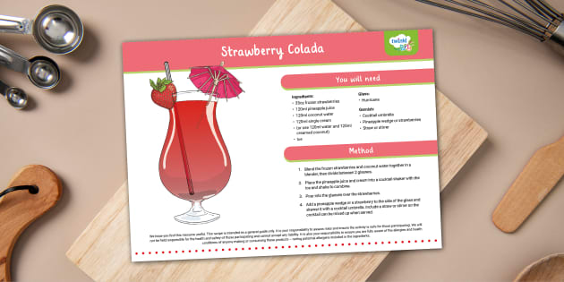 Strawberry Colada Non Alcoholic Mocktail Recipe Twinkl Party