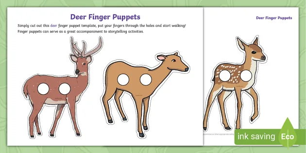 FREE! - Deer Finger Puppets (teacher made) - Twinkl
