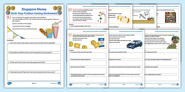 Singapore Money Problem-Solving Worksheets (teacher made)