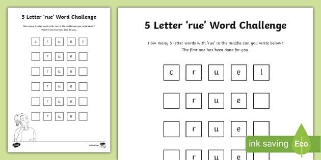5 Letter rue Word Challenge Lehrer gemacht Twinkl