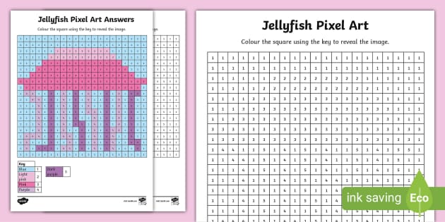 FREE! - Jellyfish Pixel Art Template (teacher made) - Twinkl