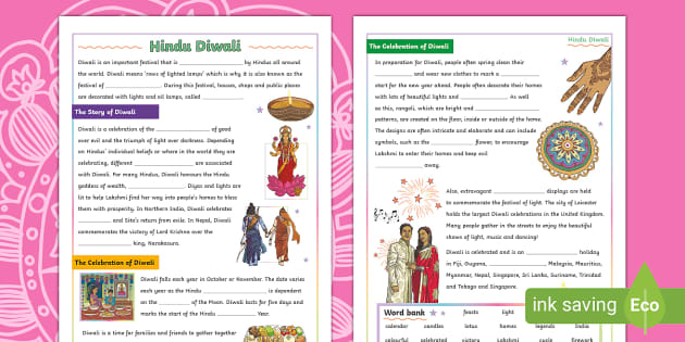 KS2 Diwali Cloze Activity (Hecho por educadores) - Twinkl