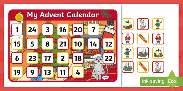 Free Cat Themed Advent Calendar for Kids: Join the Count