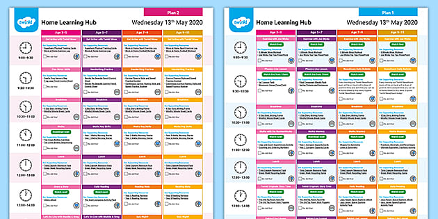 Home Learning Hub Daily Plan Wednesday 13th May - Twinkl