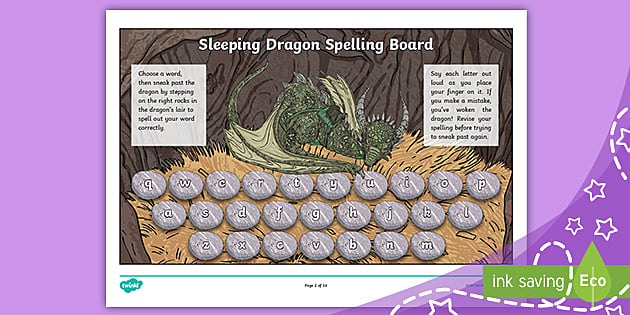 Sleeping Dragon Spelling Board Activity - Twinkl