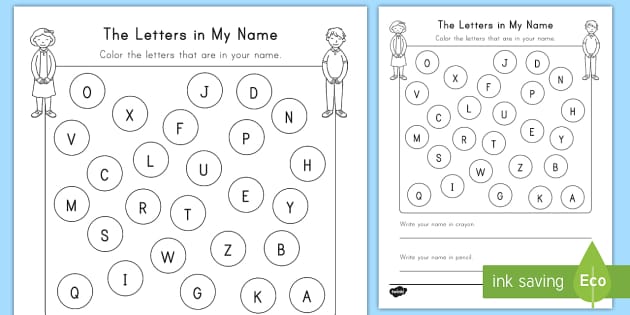 The Letters in My Name Activity