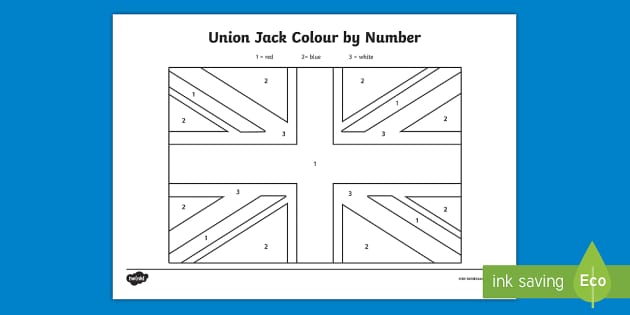Union Jack Flag Color by Number Worksheets (Teacher-Made)