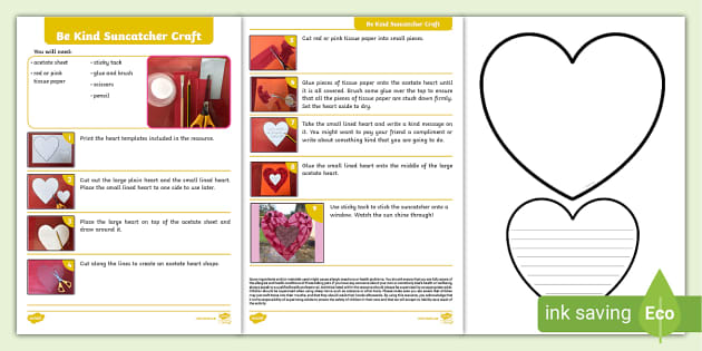 Be Kind Suncatcher Craft Activity - Art and Craft - Twinkl