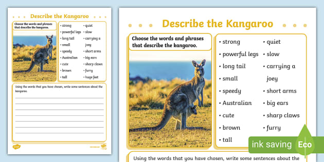Describe The Kangaroo Writing Activity