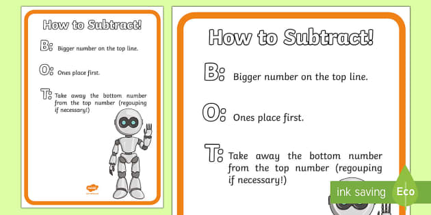How to Subtract Poster (teacher made) - Twinkl