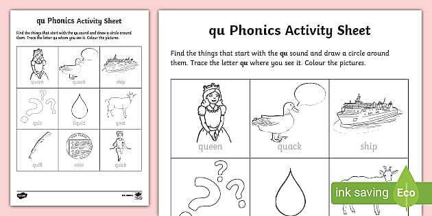 ROI ‘Qu’ Phonics Worksheet | Twinkl (teacher made)
