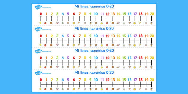 Línea numérica de 0 a 20 - línea numérica - Twinkl
