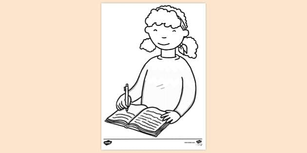 Child Writing Colouring Sheet Colouring Sheets