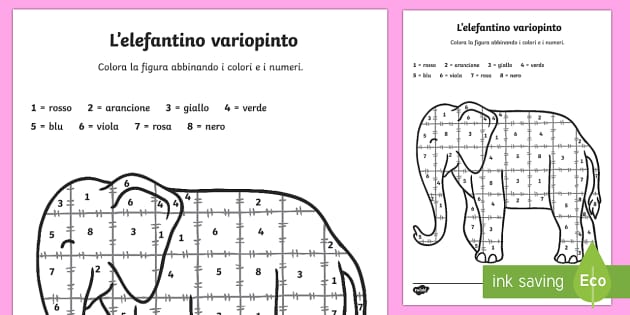 L'Elefantino: Disegni da Colorare con i Numeri per Bambini