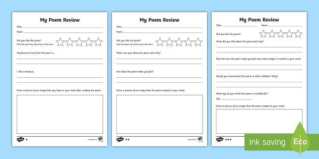 Poem Review Writing Frame (profesor Hizo) - Twinkl