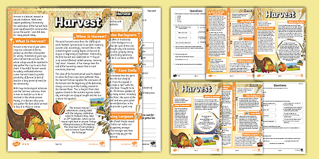 Uks2 Harvest Differentiated Reading Comprehension Activity