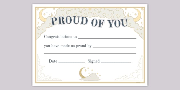 Celestial-Themed Proud of You Certificate (Teacher-Made)