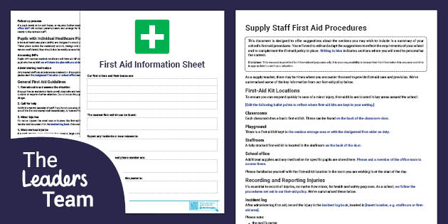 Supply Staff First-Aid Procedures - SLT (Teacher-Made)