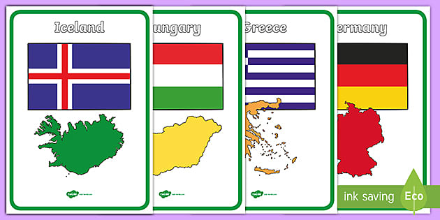 Europe Country Flags Map Flash Cards by The Ideas Zone