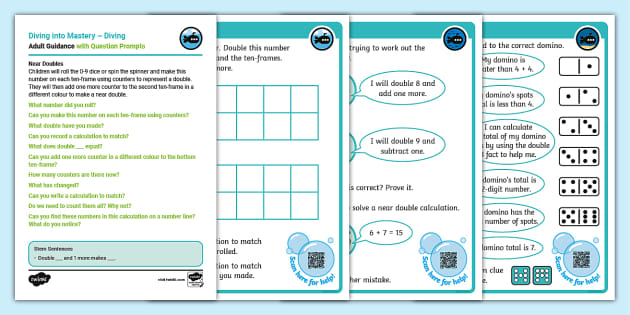 Y Diving Into Mastery Step Near Doubles Activity Cards