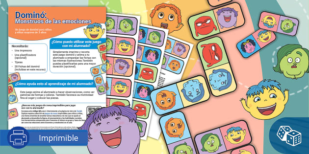 5 dominós descargables para Educación Infantil: números, formas y colores