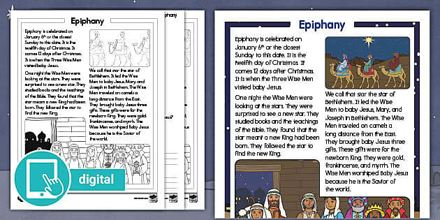 Second Grade Epiphany Reading Comprehension Activity