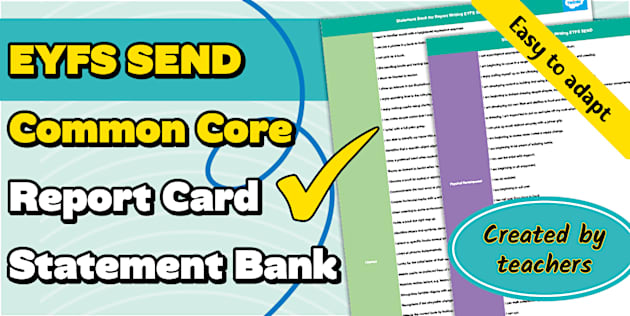 EYFS SEND Common Core Report Card Statement Bank - Twinkl