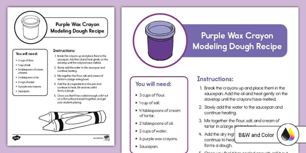 Purple Wax Crayon Modeling Dough Recipe - Twinkl