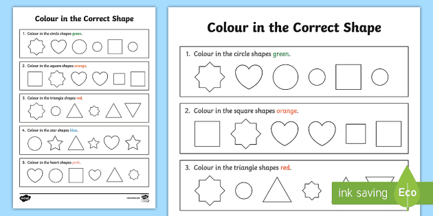 color in the correct shape recognition worksheet worksheet shapes maths