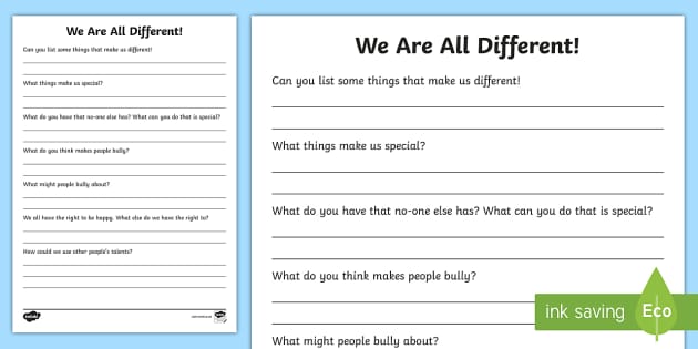 We Are All Different - Racism Worksheets pdf (teacher made)