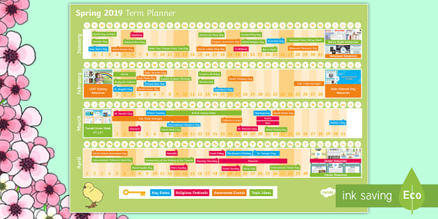 Spring Term Calendar Spring Term 2019 Display Calendar