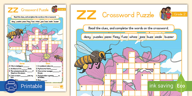 Grade 2 Phonics Crossword Puzzle -zz (teacher made) - Twinkl