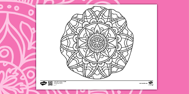 Poppy Mandala Colouring Page (teacher made) - Twinkl