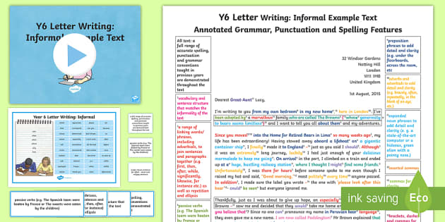 Year 6 Letter Writing Example