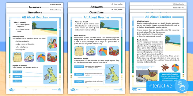 Ks1 All About Beaches Differentiated Comprehension