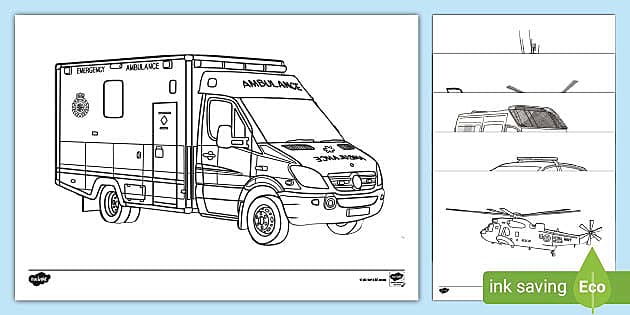 Emergency Vehicles Colouring Sheets (teacher made) - Twinkl