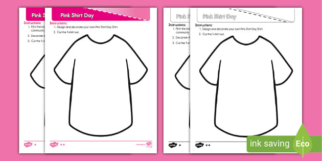 Pink Shirt Day T-Shirt Design Template (Primary) - Twinkl