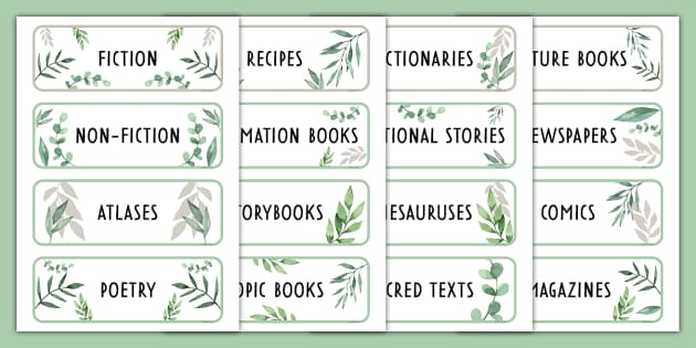 Muted Botanical-Themed Library Labels (Hecho por educadores)